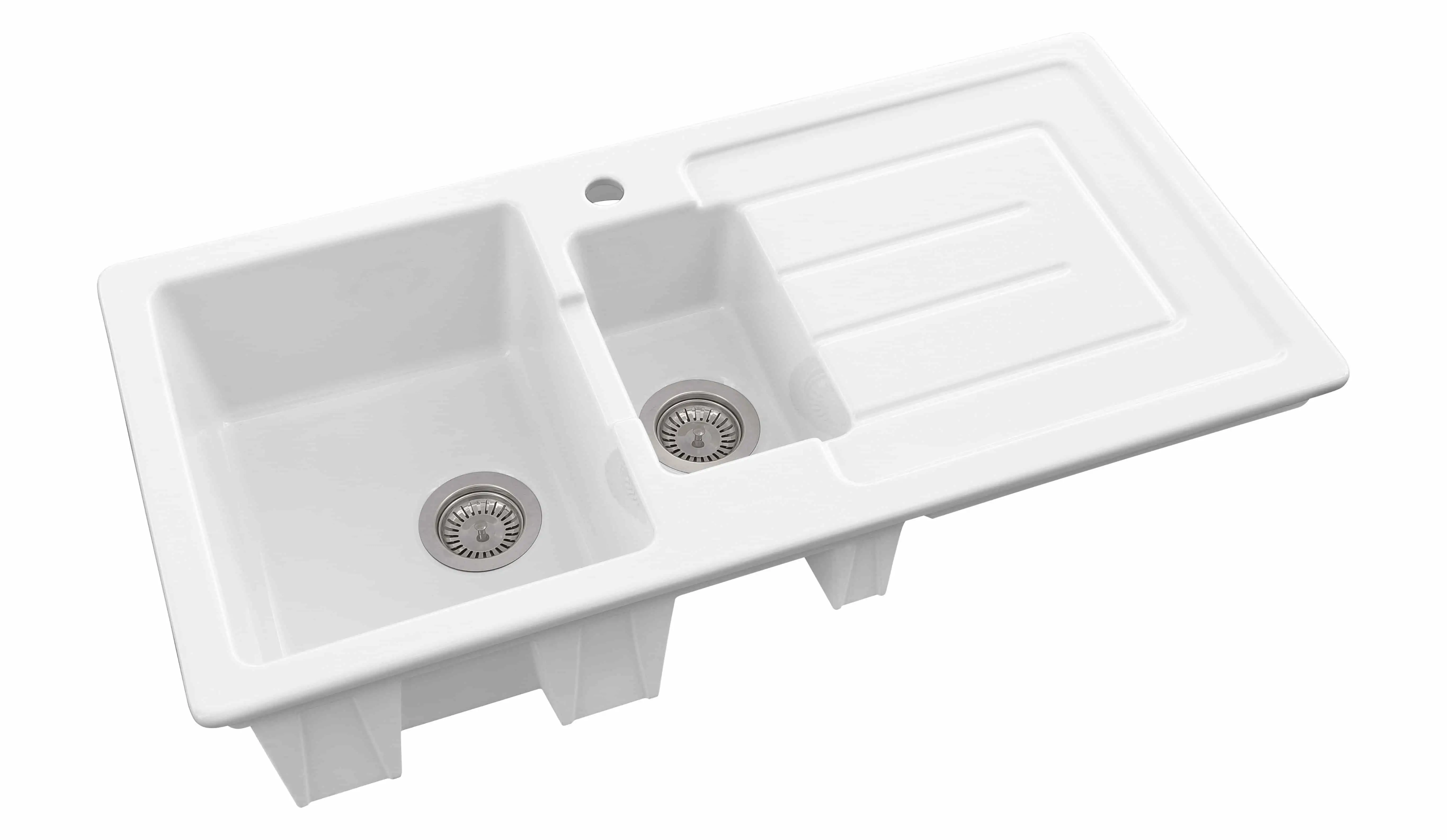 Reno 1.5 bowl white ceramic sink modern style